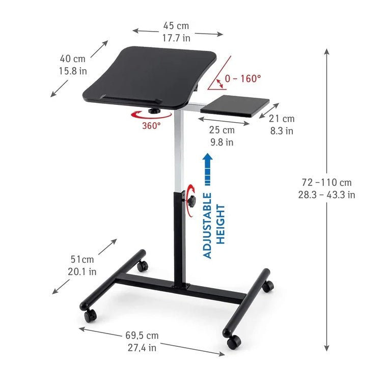 Tatkraft Vanessa Mobile Laptop Table & Mouse Stand - GAMING & LAPTOP CHAIR / DESK - Beattys of Loughrea