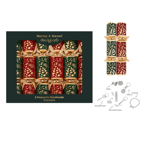 Harvey & Mason 6 Exquisite Flock 13.5" Crackers - XMAS ACCESSORIES - Beattys of Loughrea