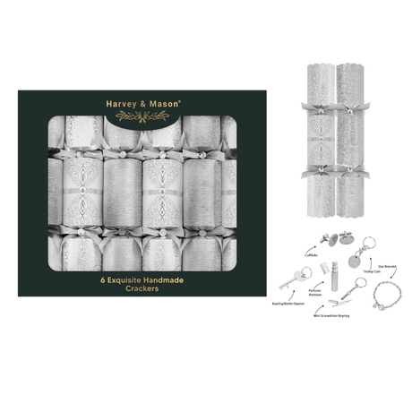 Harvey & Mason 6 Exquisite Silver 13.5" Crackers - XMAS ACCESSORIES - Beattys of Loughrea