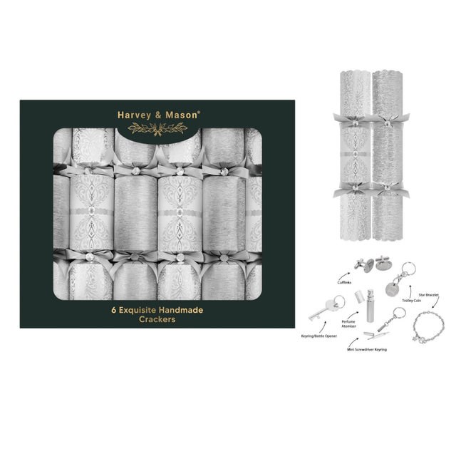 Harvey & Mason 6 Exquisite Silver 13.5" Crackers - XMAS ACCESSORIES - Beattys of Loughrea