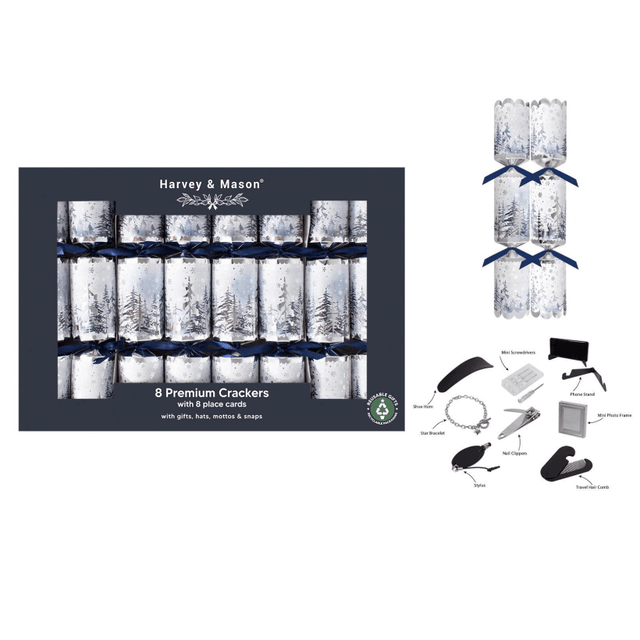 Harvey & Mason 8 Premium Tree Scene 12.5" Crackers - XMAS ACCESSORIES - Beattys of Loughrea