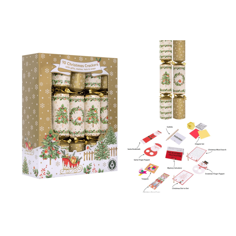 Christmas 10 Family Robin &a Wreath 12" Crackers - XMAS ACCESSORIES - Beattys of Loughrea
