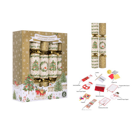 Christmas 10 Family Robin &a Wreath 12" Crackers - XMAS ACCESSORIES - Beattys of Loughrea