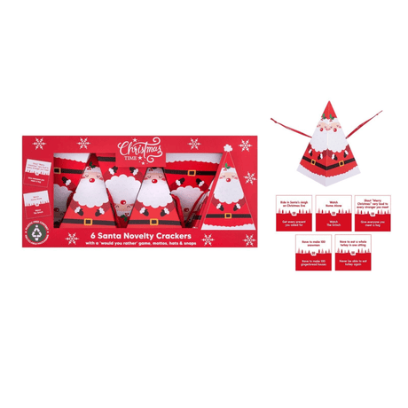 Christmas 6 Santa Novelty Crackers - XMAS ACCESSORIES - Beattys of Loughrea