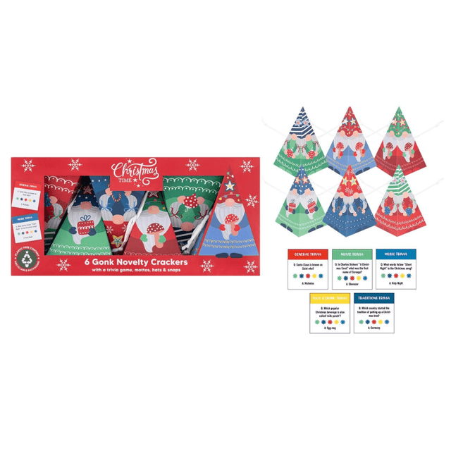 Christmas 6 Gonk Novelty Crackers - XMAS ACCESSORIES - Beattys of Loughrea