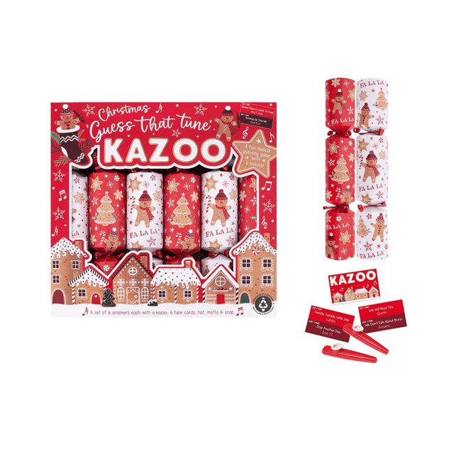 Christmas 6 Gingerbread Kazoo 12" Crackers - XMAS ACCESSORIES - Beattys of Loughrea