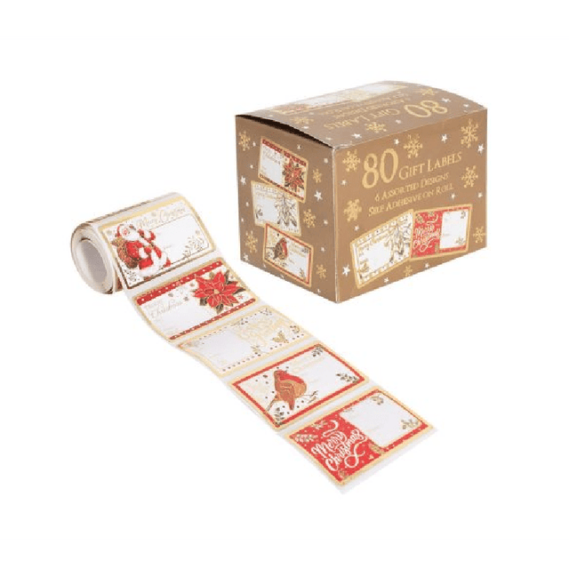 Christmas 80 Pack Traditional Xmas Gift Labels - XMAS ACCESSORIES - Beattys of Loughrea