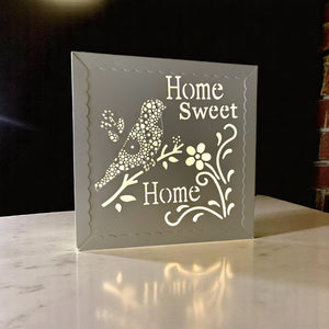 Home Sweet Home Decorative Wall Plaque with LED Light 15x15cm - PICTURES, PAINTINGS - Beattys of Loughrea