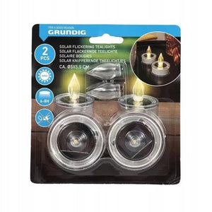 Grundig Solar Tealight 5 x 5.5cm – 2 Pieces - GARDEN ORNAMENTS INCL SOLAR - Beattys of Loughrea
