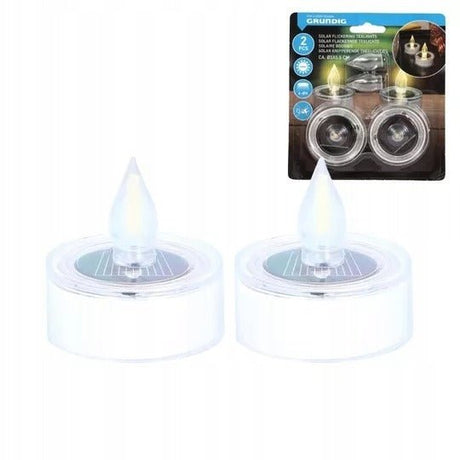 Grundig Solar Tealight 5 x 5.5cm – 2 Pieces - GARDEN ORNAMENTS INCL SOLAR - Beattys of Loughrea