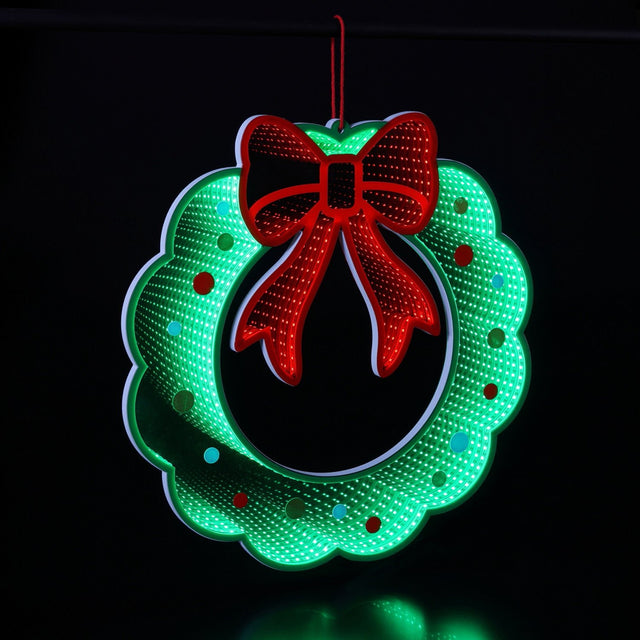 Noma 46cm Infinity Hanging Wreath With Bow - XMAS LIGHTED OUTDOOR DECOS - Beattys of Loughrea