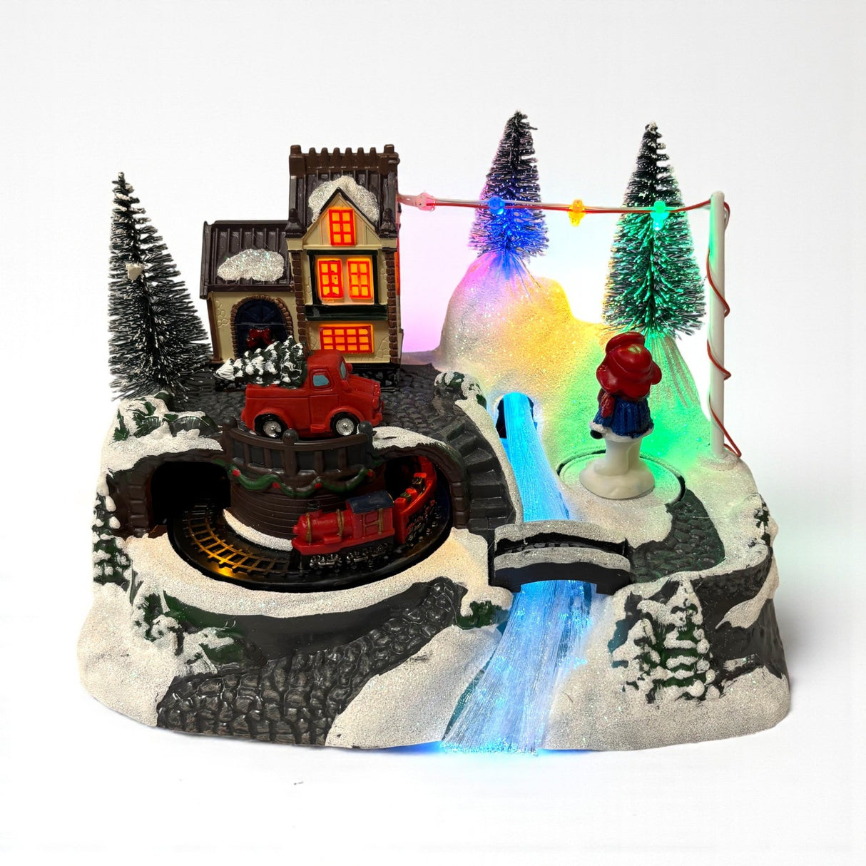 Noma Snowman & Train Village Scene – 17cm - XMAS ROOM DECORATION LARGE AND LIGHT UP - Beattys of Loughrea