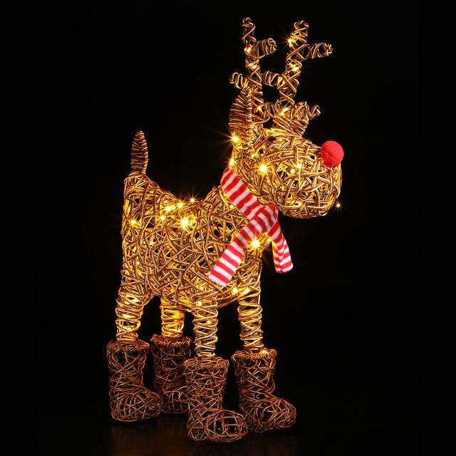 Noma 75cm Brown Wicker Rudolph With 120 Leds - XMAS LIGHTED OUTDOOR DECOS - Beattys of Loughrea