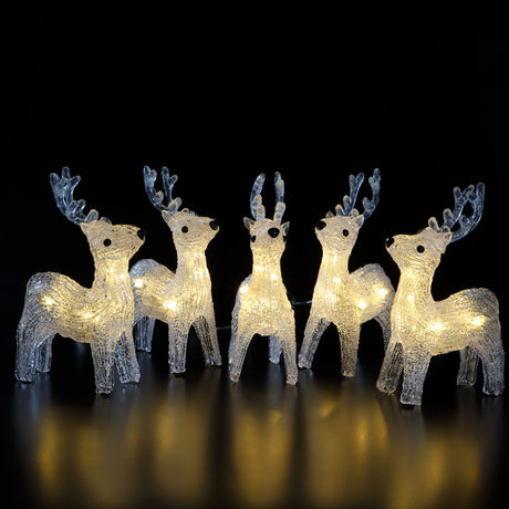 Noma 5 Acrylic Reindeer Light String - XMAS ROOM DECORATION LARGE AND LIGHT UP - Beattys of Loughrea