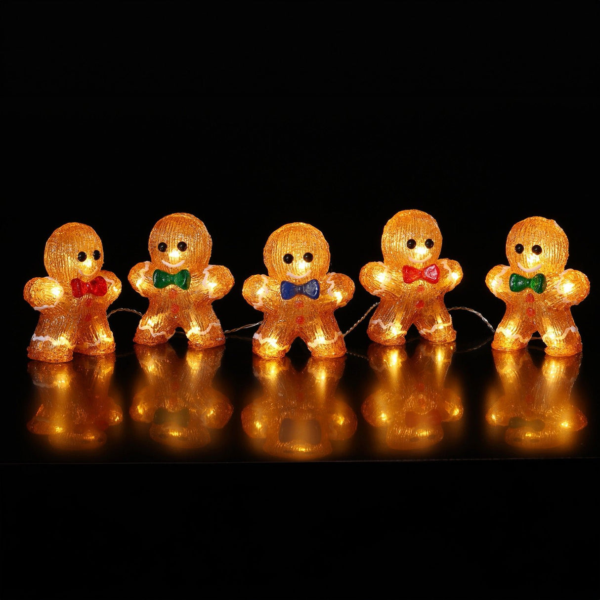 Noma Set Of 5 Acrylic Gingerbread Men - XMAS ROOM DECORATION LARGE AND LIGHT UP - Beattys of Loughrea