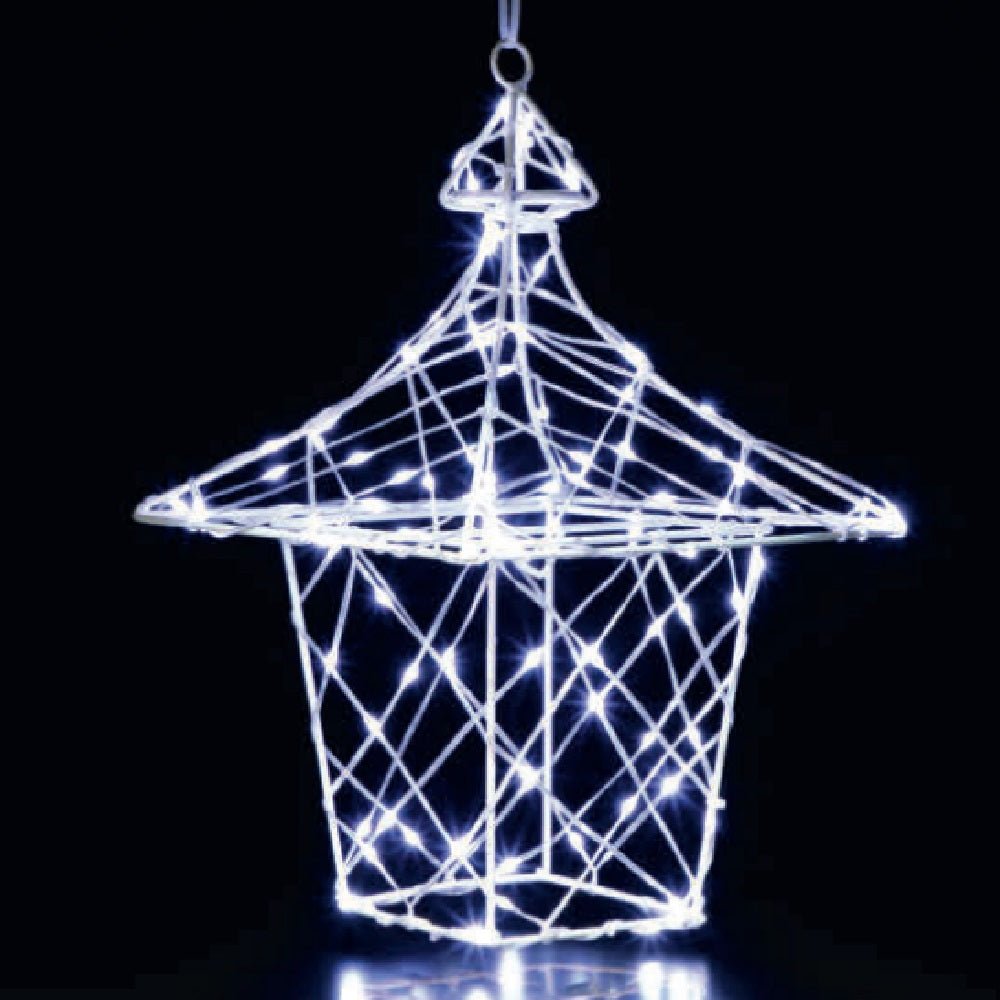 Noma 35cm White Flexi Dickensian Hanging Lantern - XMAS LIGHTED OUTDOOR DECOS - Beattys of Loughrea