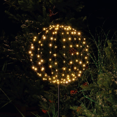 Noma 35cm Globe Metal Stake With Warm White Leds - Connectable - XMAS LIGHTED OUTDOOR DECOS - Beattys of Loughrea