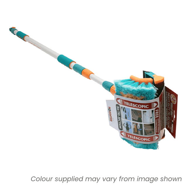 Roadster 3m Ext. Car Wash Brush Telescopic W/Squeegee - CLEANING BRUSH SML - NAIL/SHOE/BOTTLE - Beattys of Loughrea