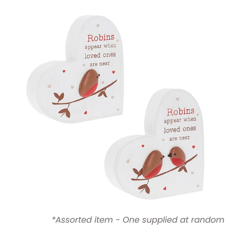 Robins Appear Standing Heart - One Supplied* - ORNAMENTS - Beattys of Loughrea