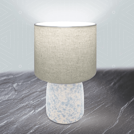 Ceramic Table Lamp With Shade Blue - TABLE/BEDSIDE LAMPS - Beattys of Loughrea