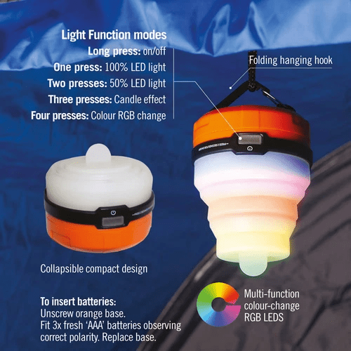 Pinnacle Silicone Battery Operated Pop Up Lantern - GARDEN ORNAMENTS INCL SOLAR - Beattys of Loughrea