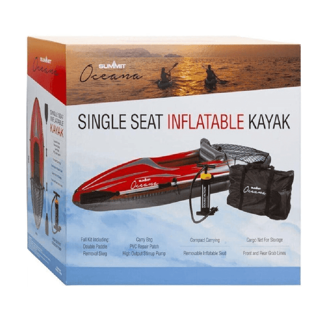 Summit Oceana 1 Person Inflatable Kayak Red - KAYAK / CANOE / WATER SPORTS - Beattys of Loughrea