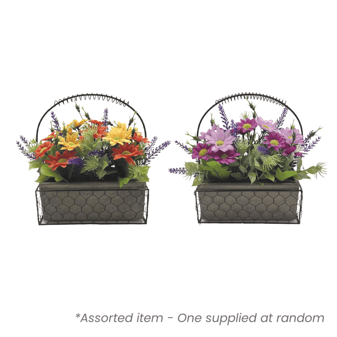 Artificial Mixed Floral Basket 21cm Assorted - One Supplied* - Beattys of Loughrea | www.beattys.ie
