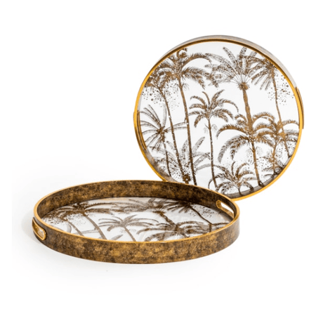 Set of 2 Dark Gold Palm Tree Serving Trays - CAST IRON KITCHENWARE - Beattys of Loughrea