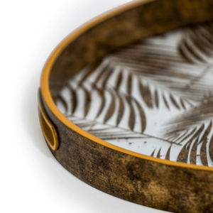 Set of 2 Dark Gold Tropical Leaf Serving Trays - CAST IRON KITCHENWARE - Beattys of Loughrea