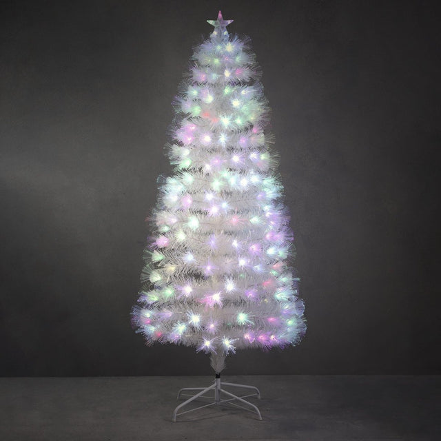 Dinard White Fibre Optic Christmas Tree 185 Led 150cm (5ft) - XMAS TREE PRELIT & POPUP - Beattys of Loughrea