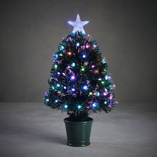 Abbey Green Multicolor Fibre Optic Christmas Tree with 65 Leds 60cm (2ft) - XMAS TREE PRELIT & POPUP - Beattys of Loughrea