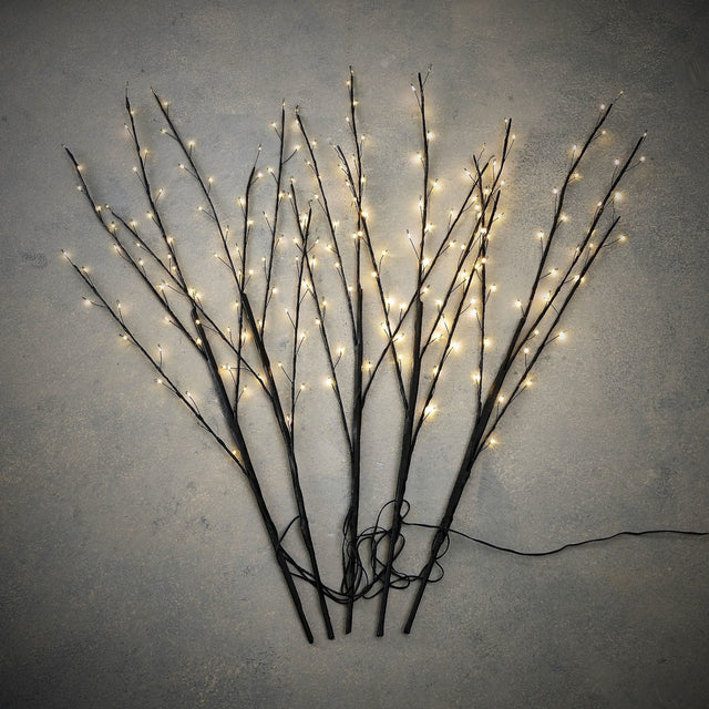 Branch Led Black Warm White 200led IP20/IP44 5 pieces with timer - h90xd30cm - XMAS BRANCHES/ TABLE DISPLAYS - Beattys of Loughrea