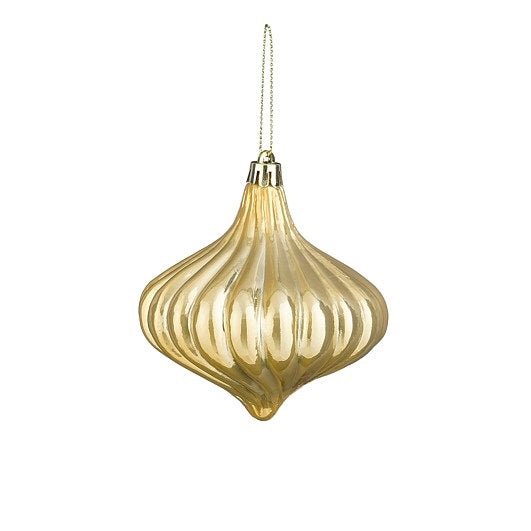 Ornament Onion Gold Pearl 9x10cm - XMAS BAUBLES - Beattys of Loughrea