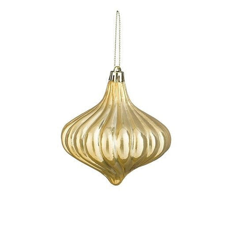 Ornament Onion Gold Pearl 9x10cm - XMAS BAUBLES - Beattys of Loughrea