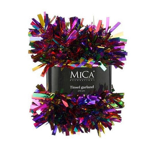 Mica Decorations Multi - Coloured Tinsel Garland 270cm - XMAS RIBBON TINSEL - Beattys of Loughrea