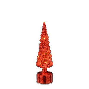 Mica Decorations Glass Christmas Tree Rotatable Red 34 x 9.5cm - XMAS DECORATIONS - Beattys of Loughrea