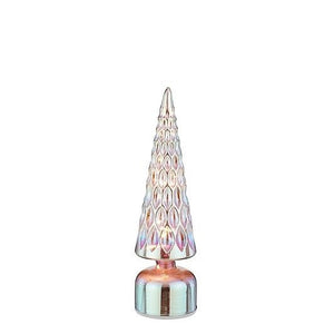 Mica Decorations Glass Christmas Tree Rotatable Blue Lustre 33.5 x 9cm - XMAS DECORATIONS - Beattys of Loughrea