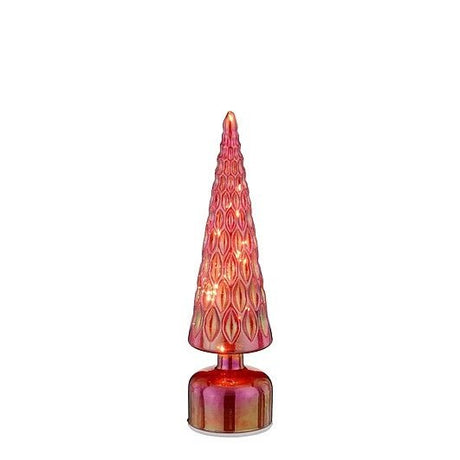 Mica Decorations Glass Christmas Tree Rotatable Red Lustre 33.5 x 9cm - XMAS DECORATIONS - Beattys of Loughrea
