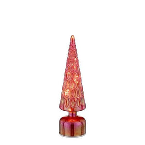 Mica Decorations Glass Christmas Tree Rotatable Red Lustre 33.5 x 9cm - XMAS DECORATIONS - Beattys of Loughrea