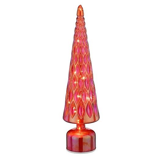 Mica Decorations Glass Christmas Tree Rotatable Red Lustre 44 x 11cm - XMAS DECORATIONS - Beattys of Loughrea