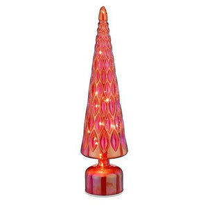 Mica Decorations Glass Christmas Tree Rotatable Red Lustre 44 x 11cm - XMAS DECORATIONS - Beattys of Loughrea