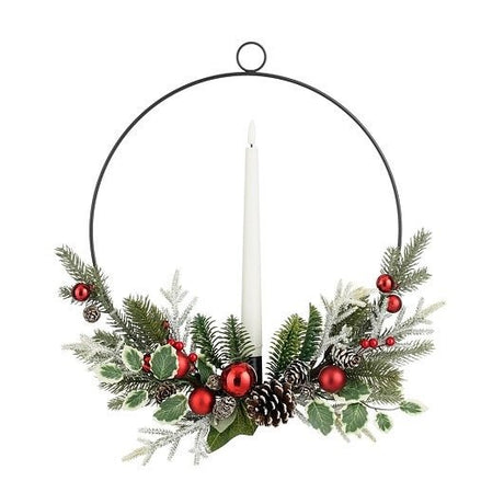 Mica Decorations Red Candle Hanger 36.5cm - XMAS HANGING DECOS - Beattys of Loughrea