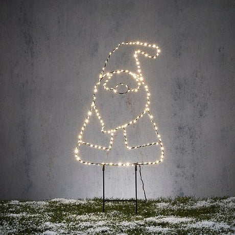 Garden Stake Santa Warm White LED 29.5 x 67.5cm - XMAS LIGHTED OUTDOOR DECOS - Beattys of Loughrea