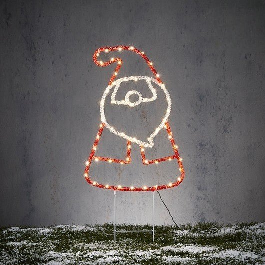Garden Stake Santa Red Classic White 70 LED 30 x 67cm - XMAS LIGHTED OUTDOOR DECOS - Beattys of Loughrea