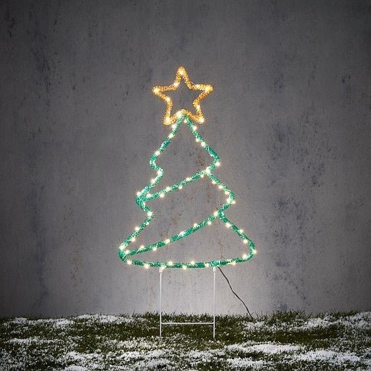Garden Stake Tree Green Classic White 70 LED 30 x 70cm - XMAS LIGHTED OUTDOOR DECOS - Beattys of Loughrea