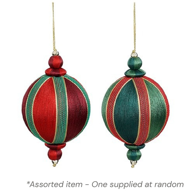Red and Green Bauble 10 x 10cm Assorted - One Supplied* - XMAS HANGING DECOS - Beattys of Loughrea