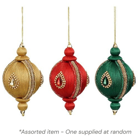 Jewel Bauble 8 x 8cm Assorted - One Supplied* - XMAS HANGING DECOS - Beattys of Loughrea