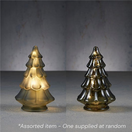 Glass Tree Green 10 LED Assorted - One Supplied* - XMAS ROOM DECORATION LARGE AND LIGHT UP - Beattys of Loughrea