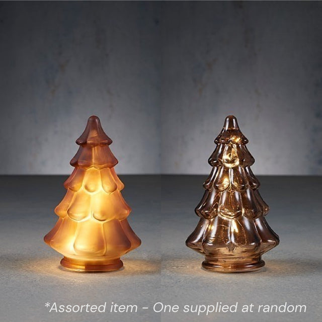 Glass Tree Brown 10 LED Assorted - One Supplied* - XMAS ROOM DECORATION LARGE AND LIGHT UP - Beattys of Loughrea