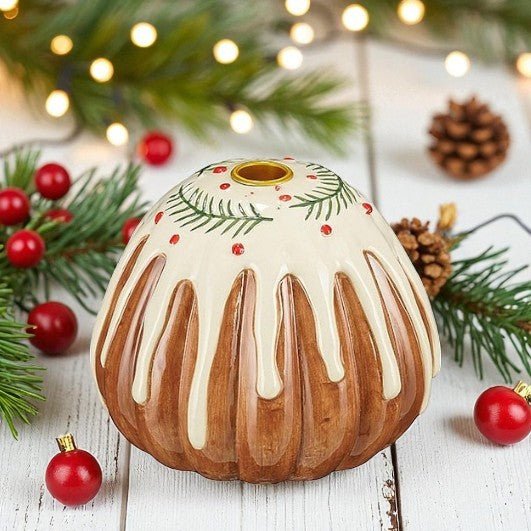 Lucie Candle Holder Cake Brown 12.5 x 16cm - CANDLE HOLDERS / Lanterns - Beattys of Loughrea